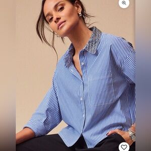EverEve embellished striped button down New With Tags -Size Sm - Orig. Price $98